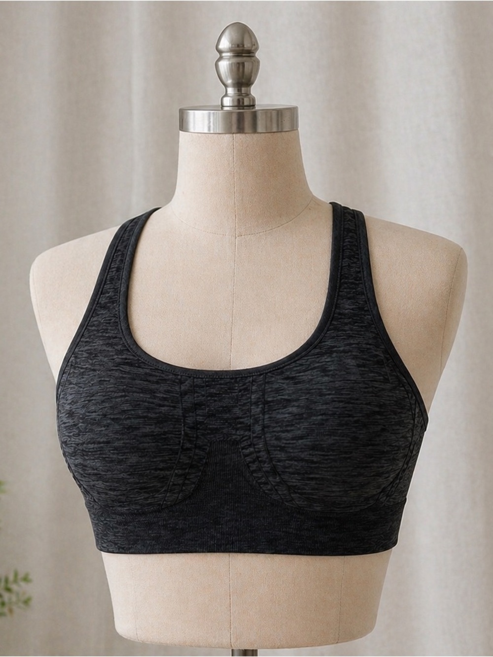 Sunday Heathered Charcoal Support Sports Bra